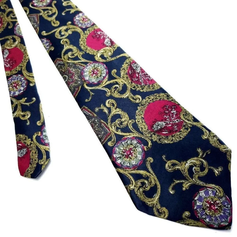 Chukkers Tiesmiths Silk Tie Red Floral‎ Short Wide Hand Finished